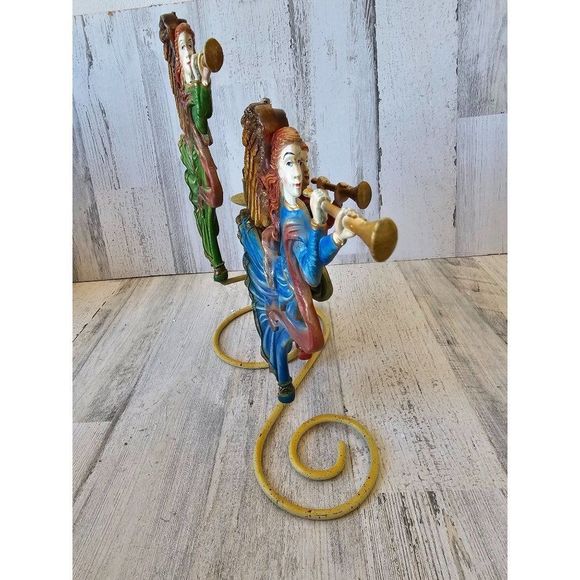 Vintage angel candelabra candle holder cherubs singing Victorian - Picture 8 of 11